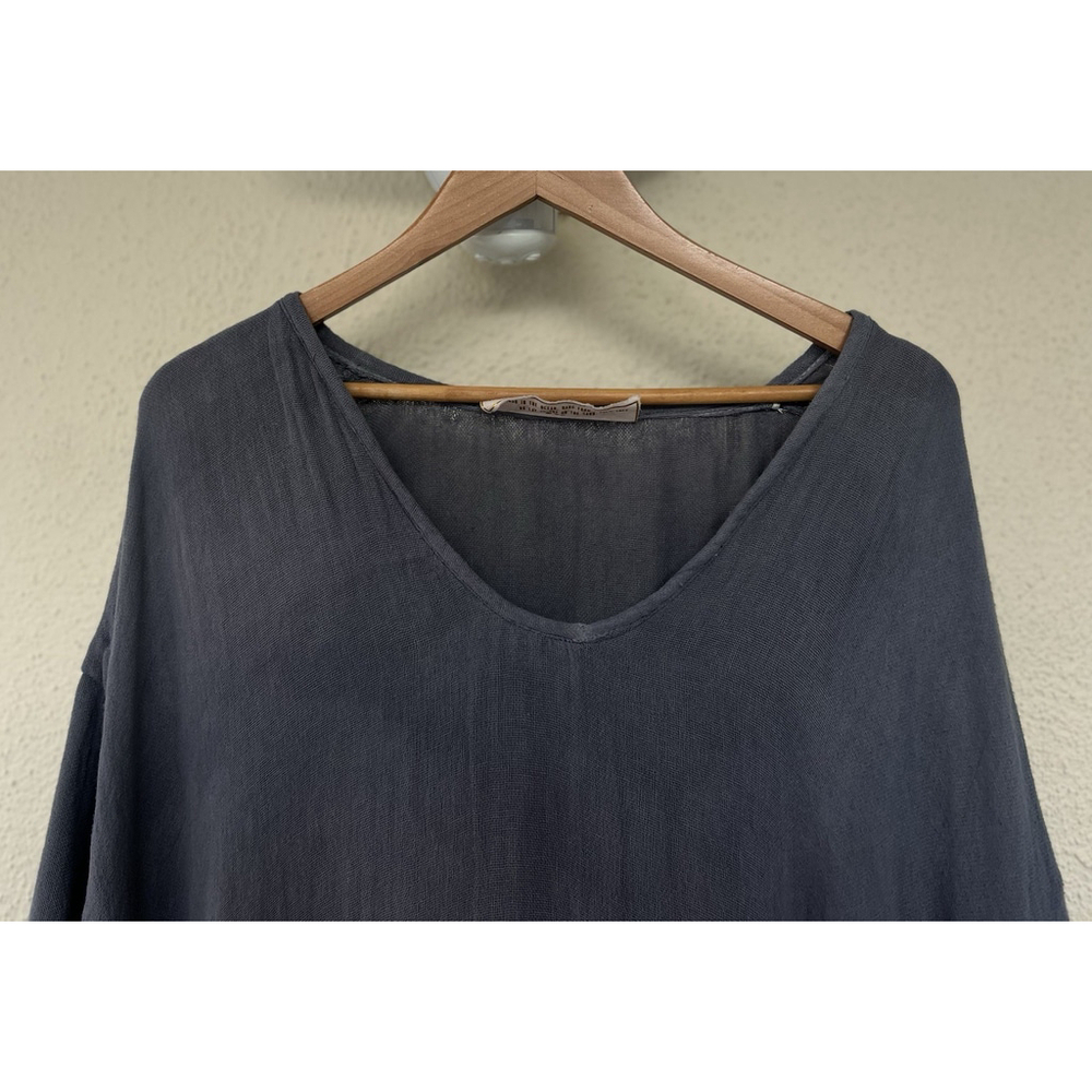 Jen’s Pirate Booty Charcoal Gray Caftan Tunic Dress Bohemian Flowy Resort Small - Picture 3 of 9